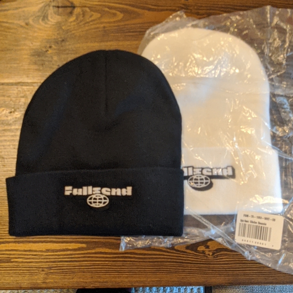 Full send nelk globe beanie black white